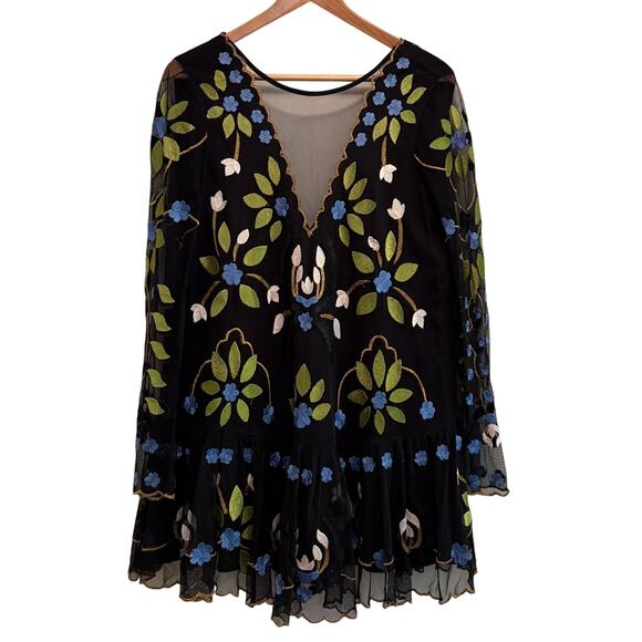 Free People Black Floral Mini Dress - Picture 2 of 9